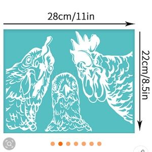 8.6x11in Rooster Pattern Self-Adhesive Silk Screen Printing Stencil (2 Sheets)